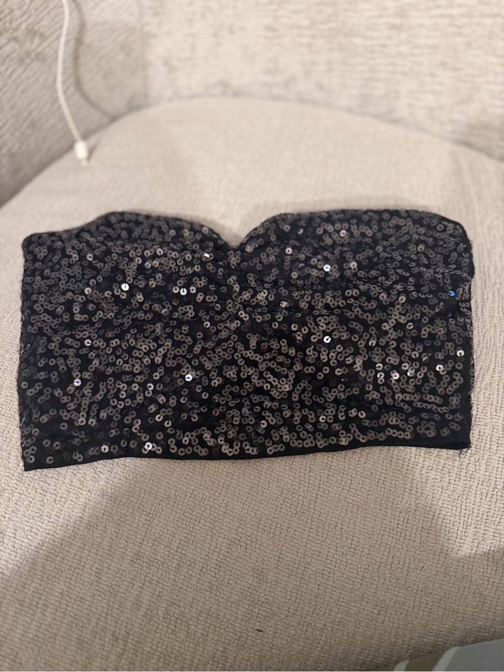 EXPRESS Black Sequin Strapless Bandeau Top
